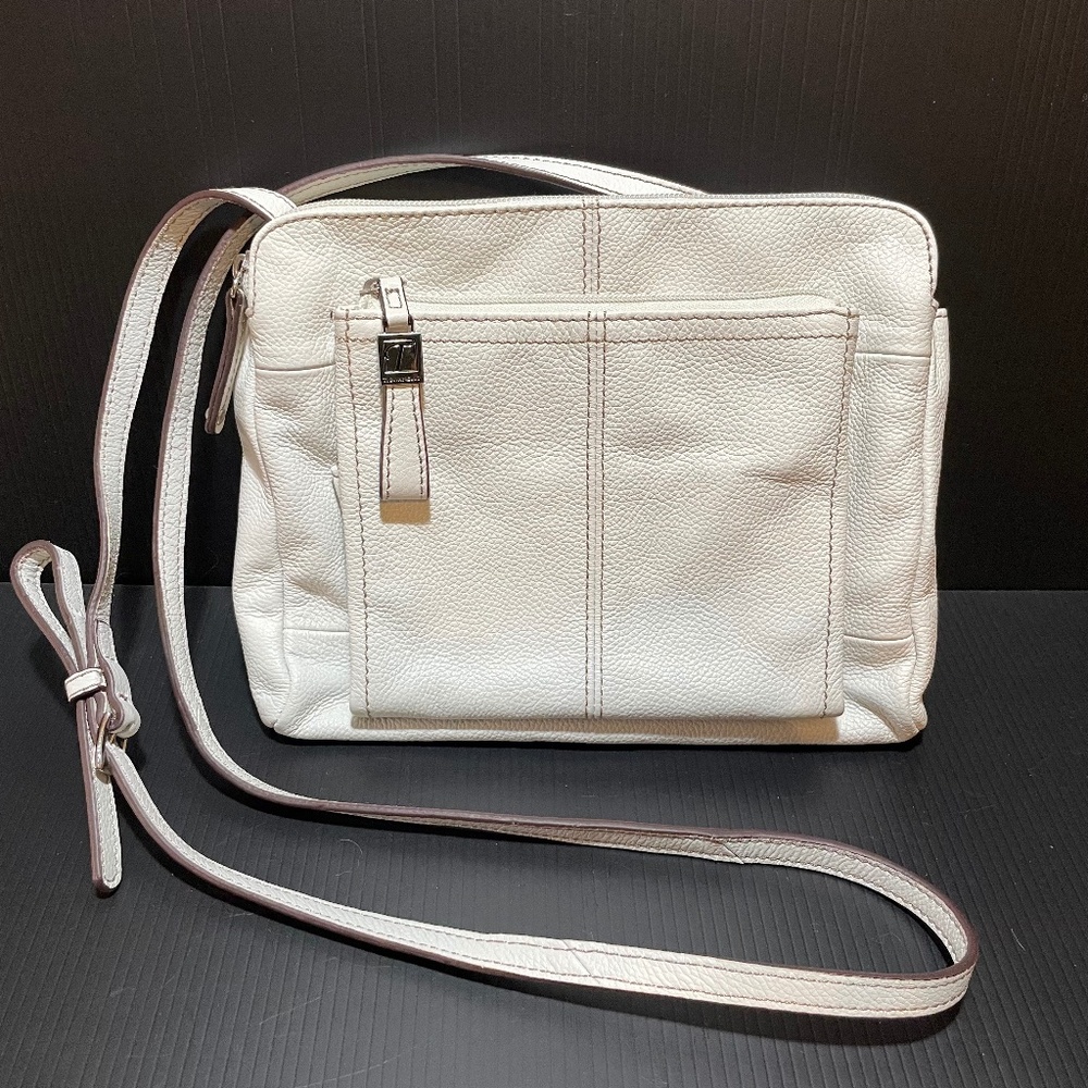Tignanello White Leather Travel Crossbody Purse Like New